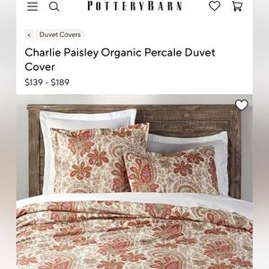 Pottery Barn Charlie Paisley Queen Duvet Cover and two Standard Shams.